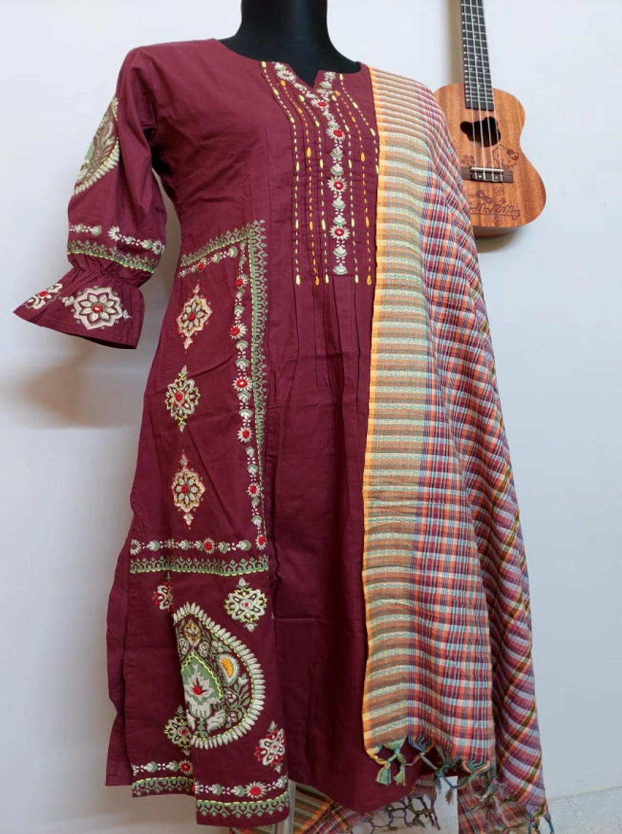 Burgundy Heritage Artisan Kurta Set