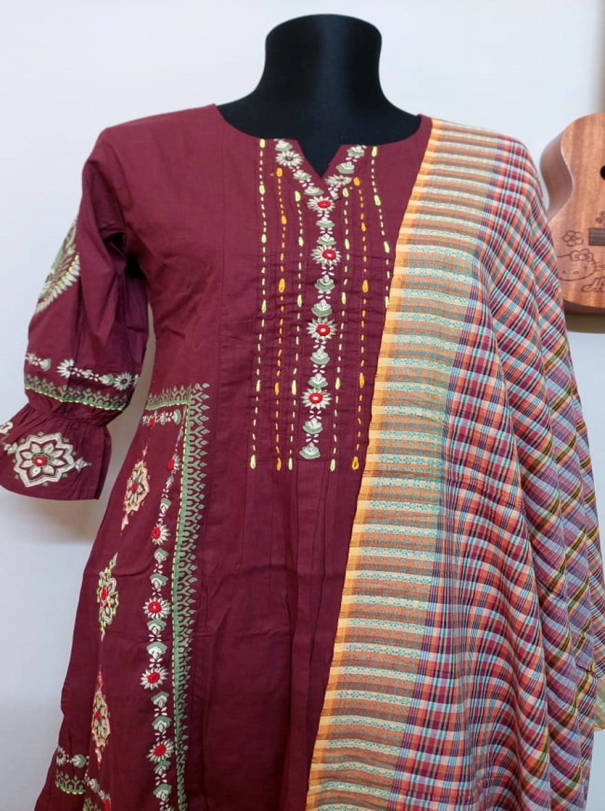 Burgundy Heritage Artisan Kurta Set