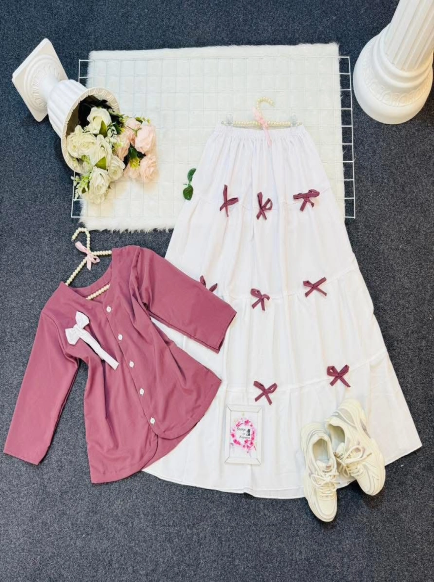 Elegant Jafran Georgette Bow-Accent Two-Piece Set