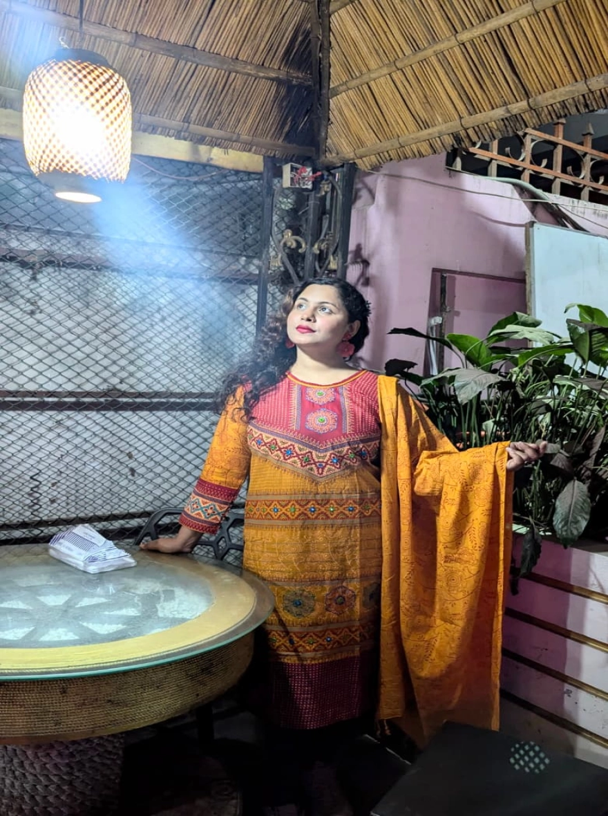 Deep Teal & Sunshine Yellow Aarong Cotton Readymade Three-Piece