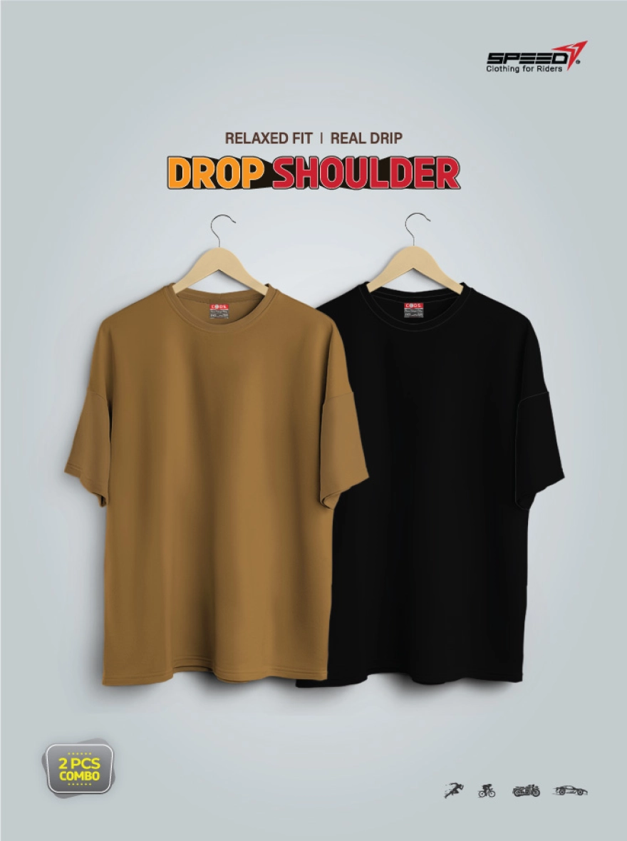 Dropsholder Men & Women Cotton T-Shirt Combo (Brown & Black)