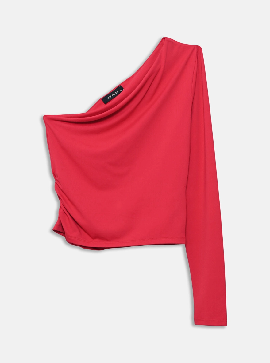 Slash Neck Crop Top | Chilli Red