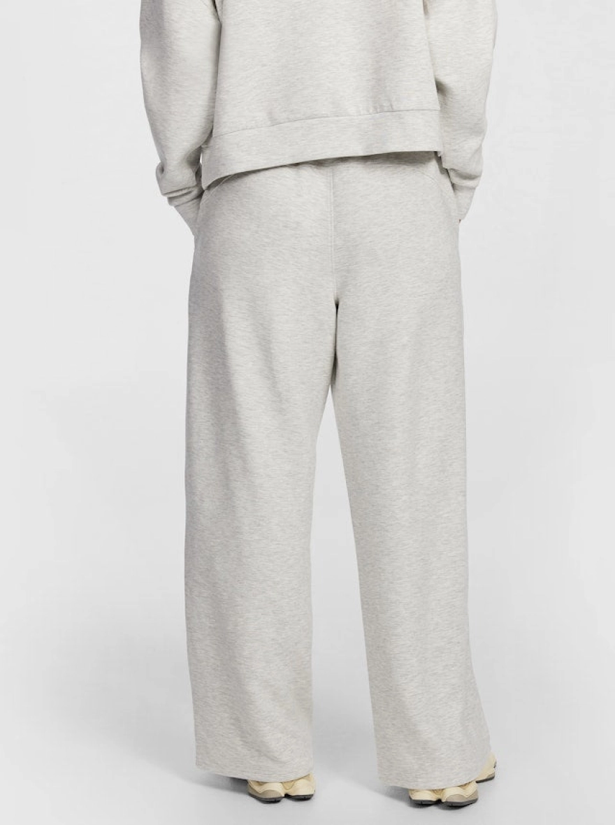 Ladies High Rise Wide Leg Joggers Cream | Cotton Recycled Polyester Casual Joggers for Women