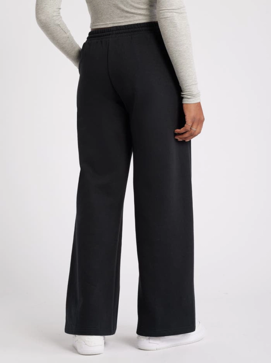 Ladies High Rise Wide Leg Joggers Black | Sustainable Cotton Joggers