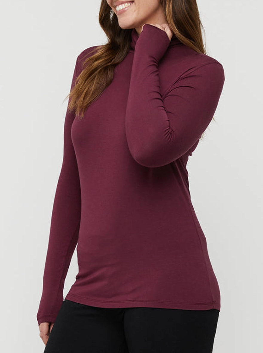 Women’s Maroon Turtle Neck Top – Elegant Winter High Neck