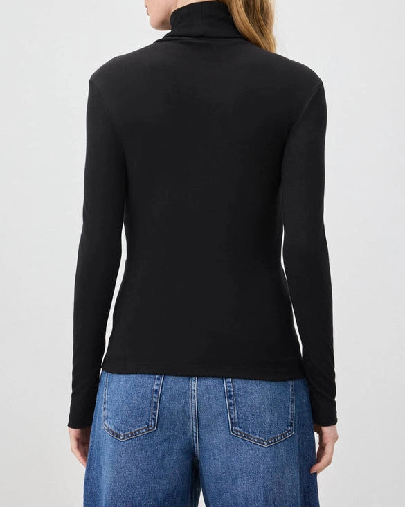 Women's Black Turtle Neck Top | Classic Slim-Fit High Neck
