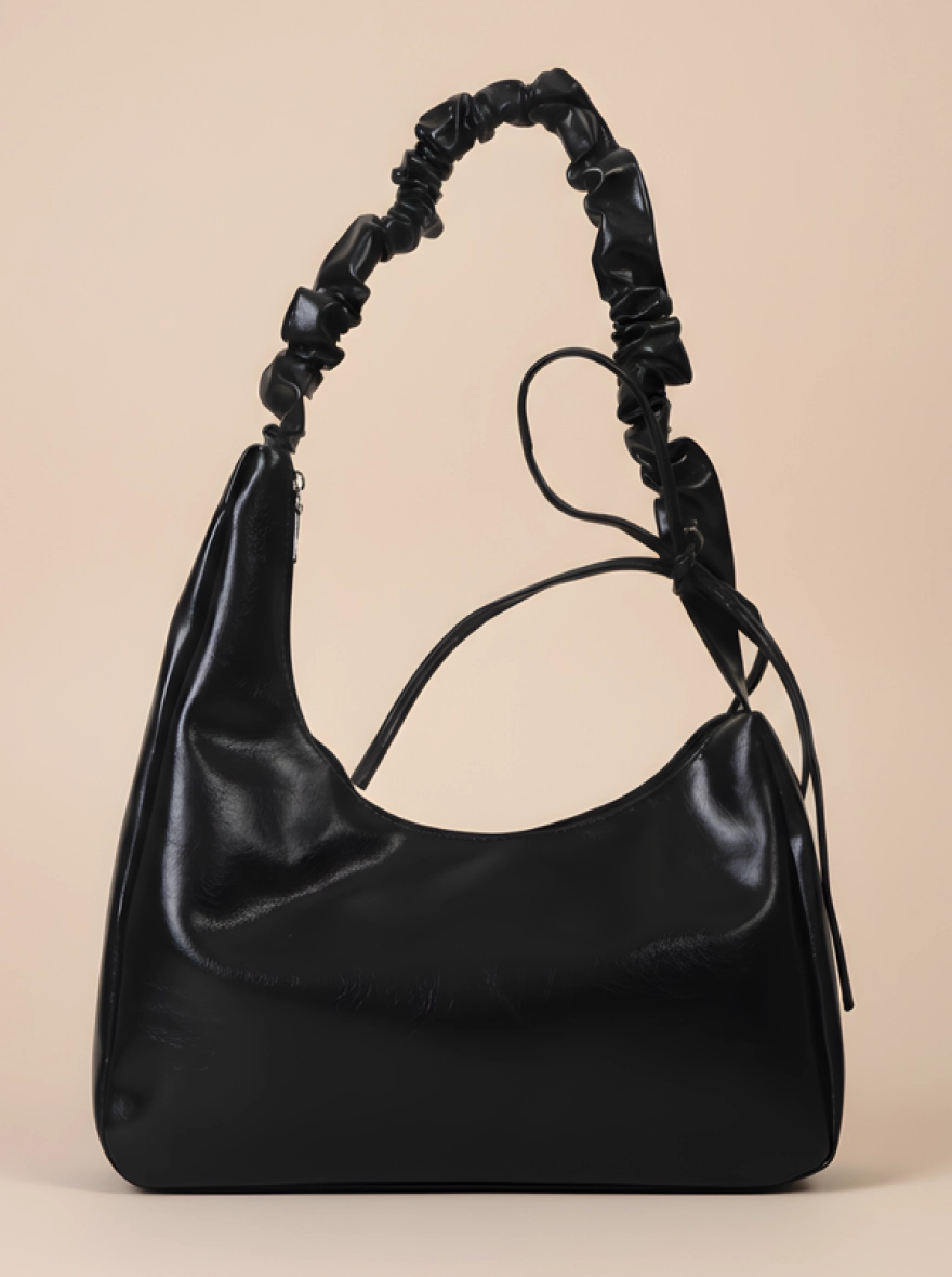 Luna Ruched Handle Bag – Creamy Pearl & Black