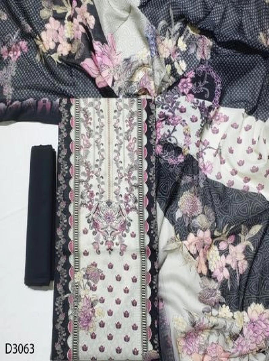 Midnight Monochrome Bloom Swiss Cotton 3pc Set