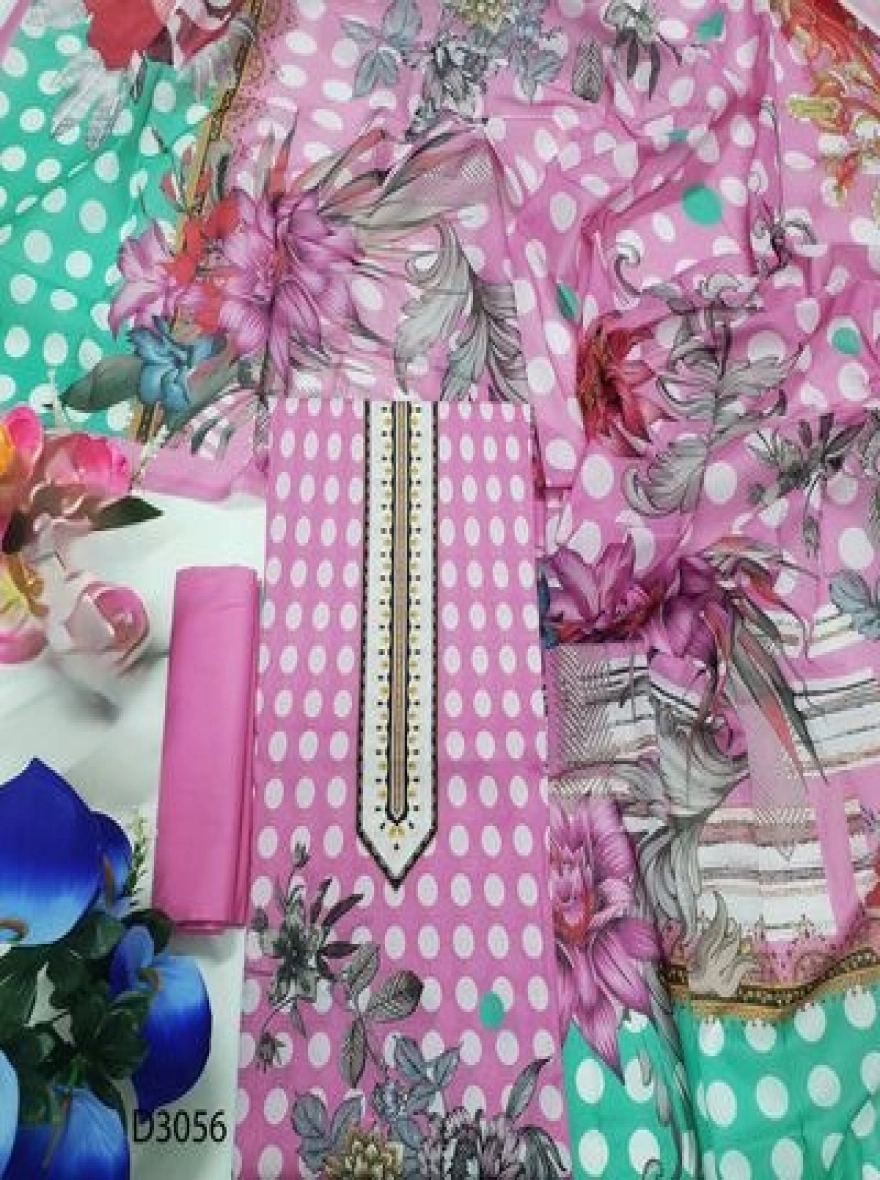 Premium Quality Digital Print  Unstitch 3 Pieces-D3056