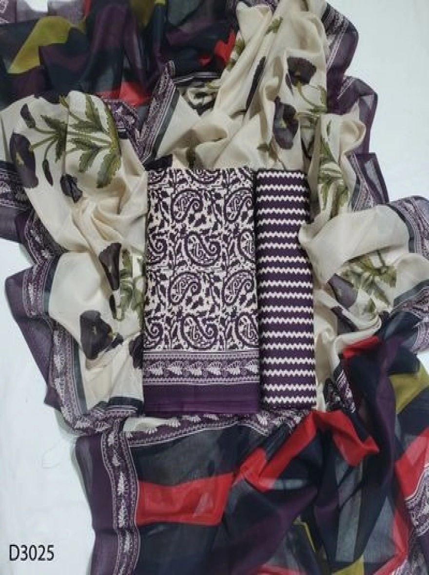 Premium Quality Digital Print  Unstitch 3 Pieces-D3025