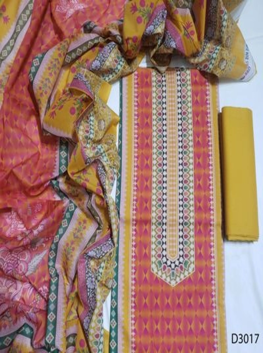 Premium Quality Digital Print  Unstitch 3 Pieces-D3017