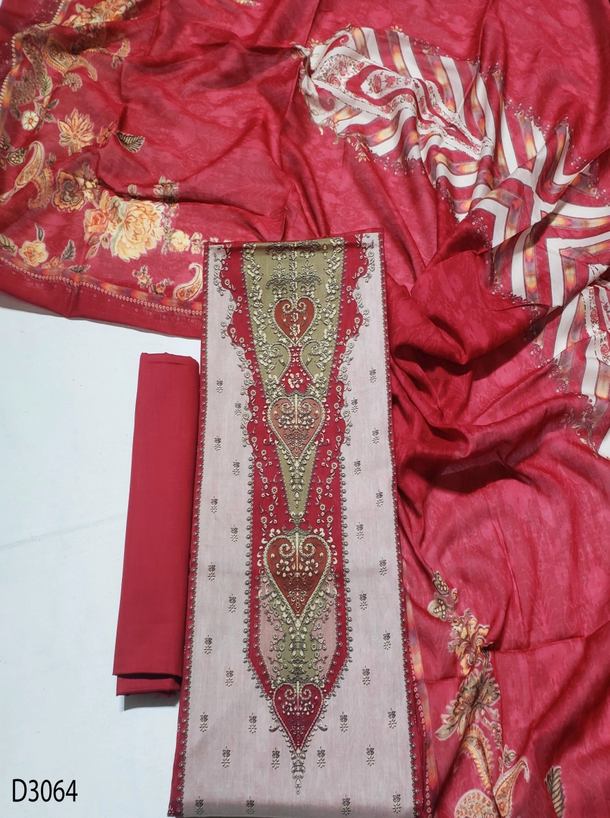 Premium Quality Digital Print  Unstitch 3 Pieces-D3064