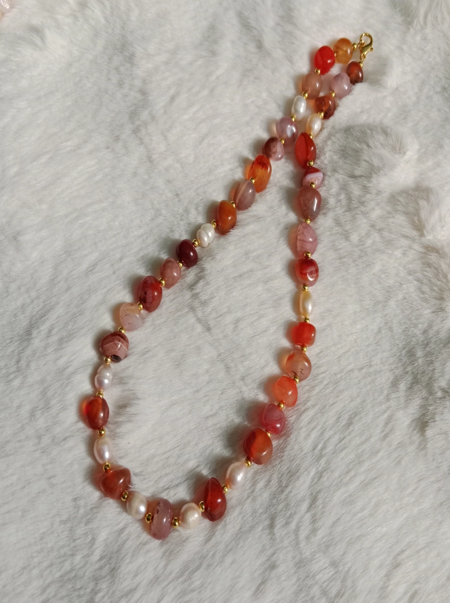 Original Pearl & Stone Combination One Layer Necklace For Women 