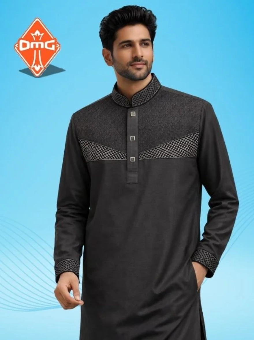 Royal Maroon Cotton Embroidery Panjabi