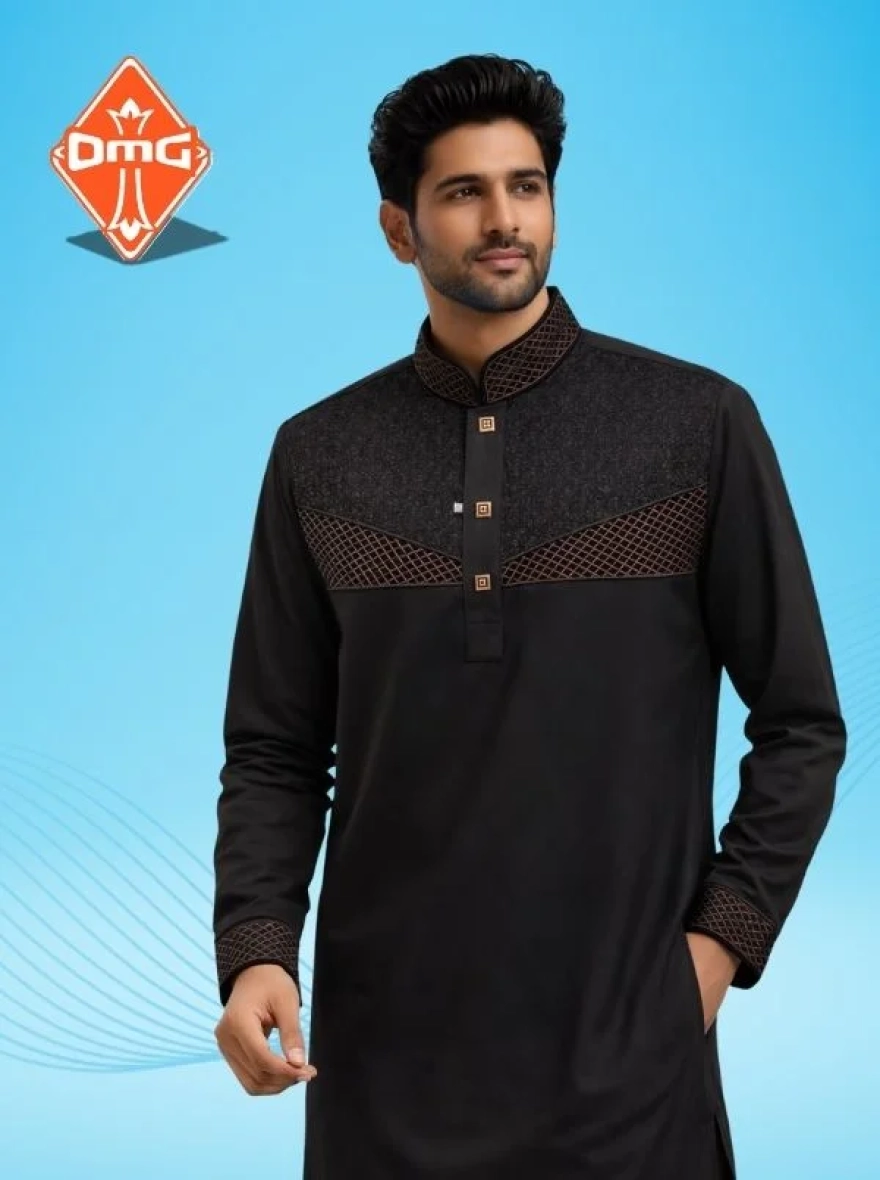 Royal Maroon Cotton Embroidery Panjabi