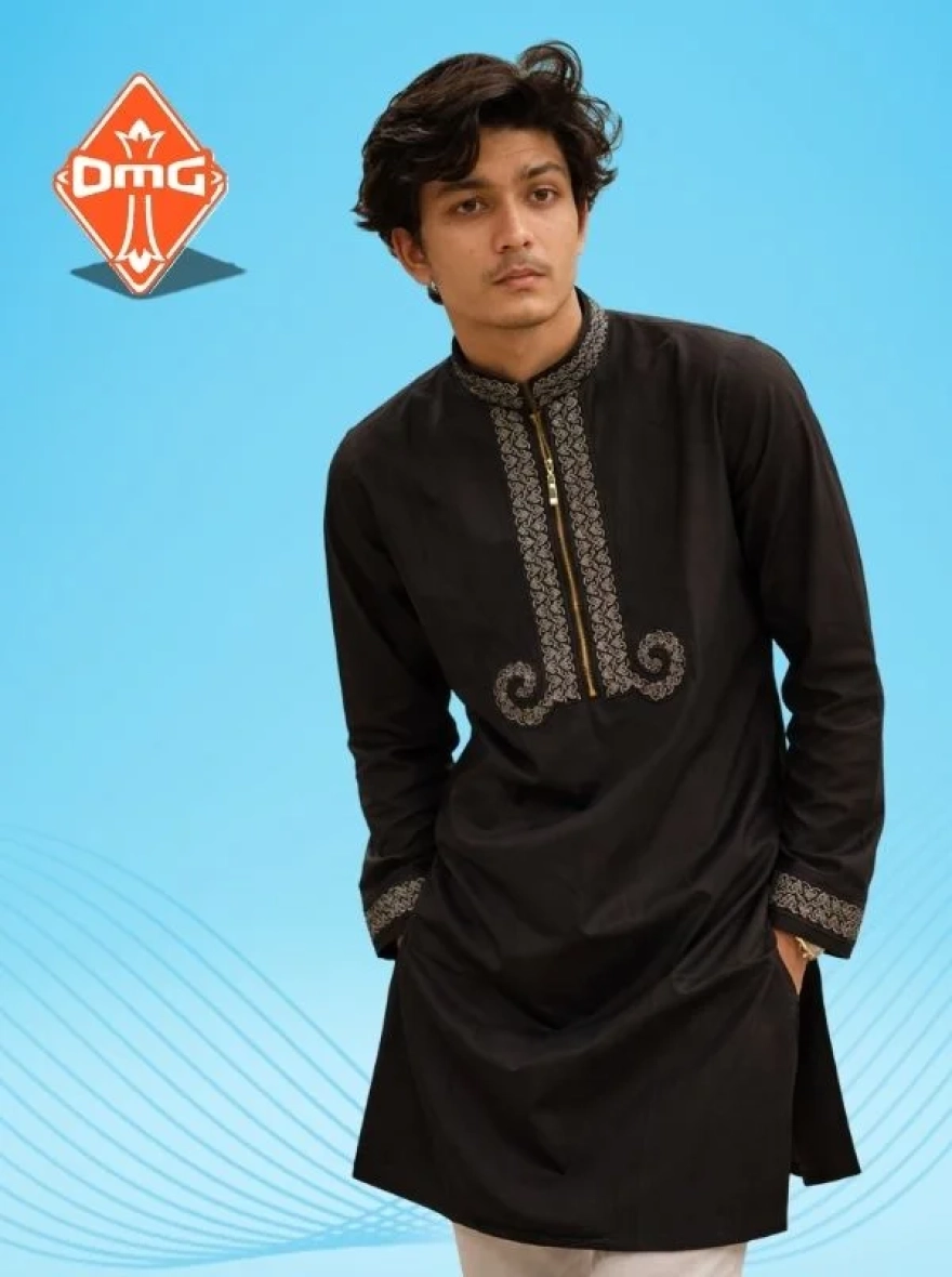 Premium Midnight Navy Embroidery Panjabi