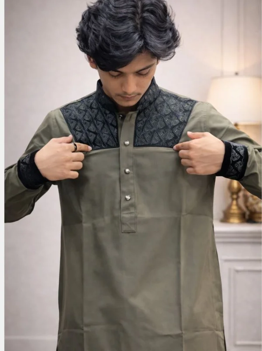 Onyx Black Elite Embroidery Panjabi