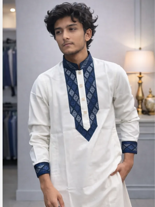 Imperial Maroon Premium Cotton Embroidery Panjabi