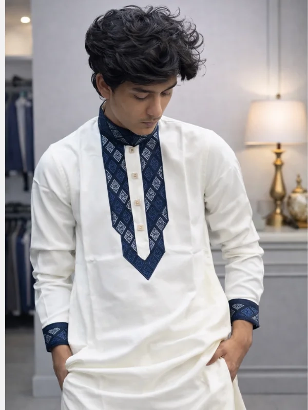 Imperial Maroon Premium Cotton Embroidery Panjabi