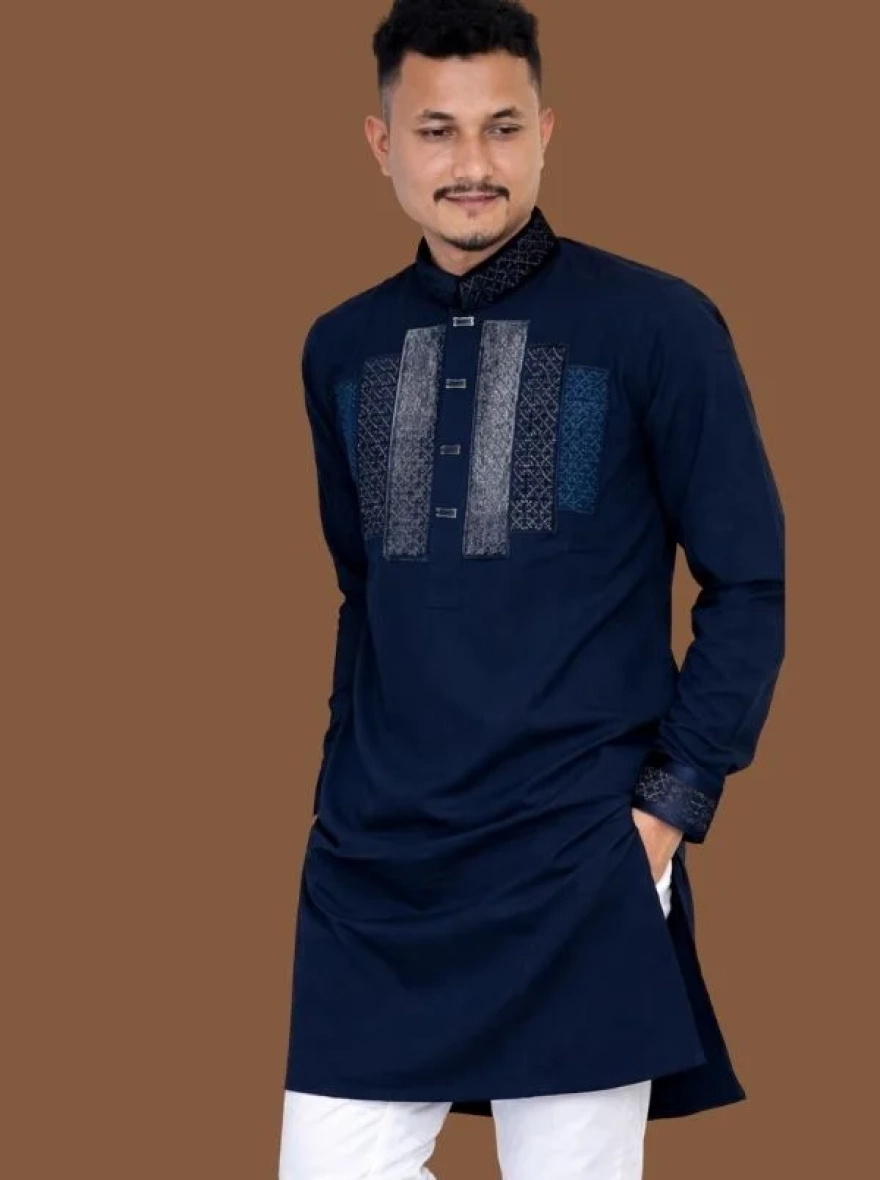 Imperial Plum Premium Cotton Embroidery Panjabi