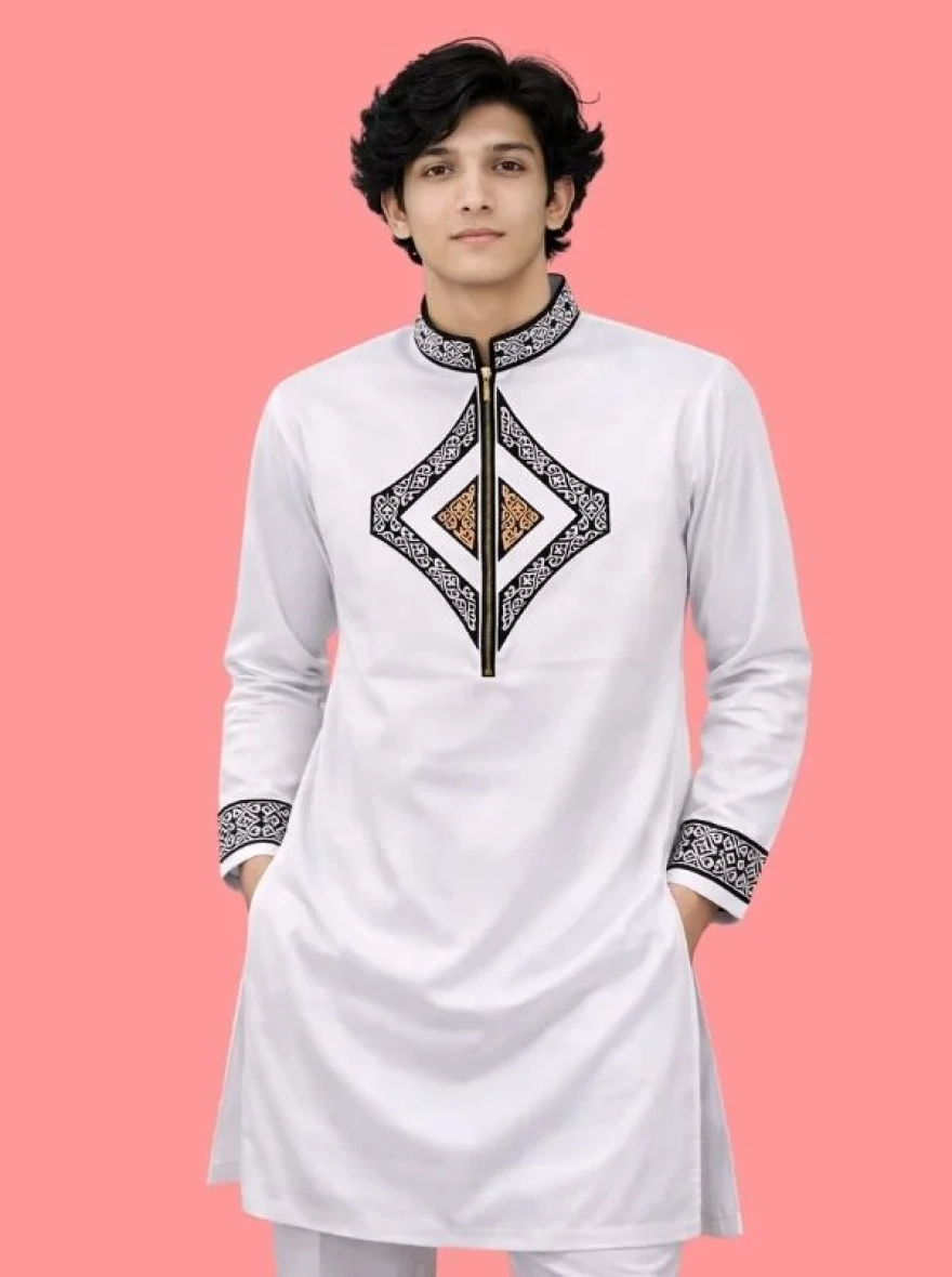 Onyx Black Premium Cotton Embroidery Panjabi