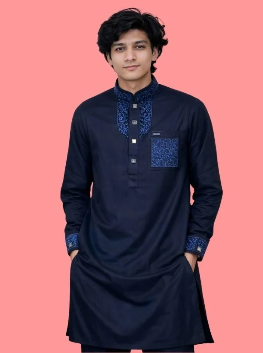 Coffee Brown Premium Cotton Embroidery Panjabi