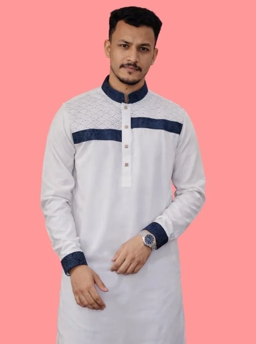 Royal Maroon Premium Cotton Embroidery Panjabi