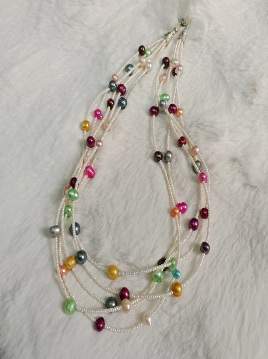 Pearl Multicolor 5 Layer Necklace For Women 