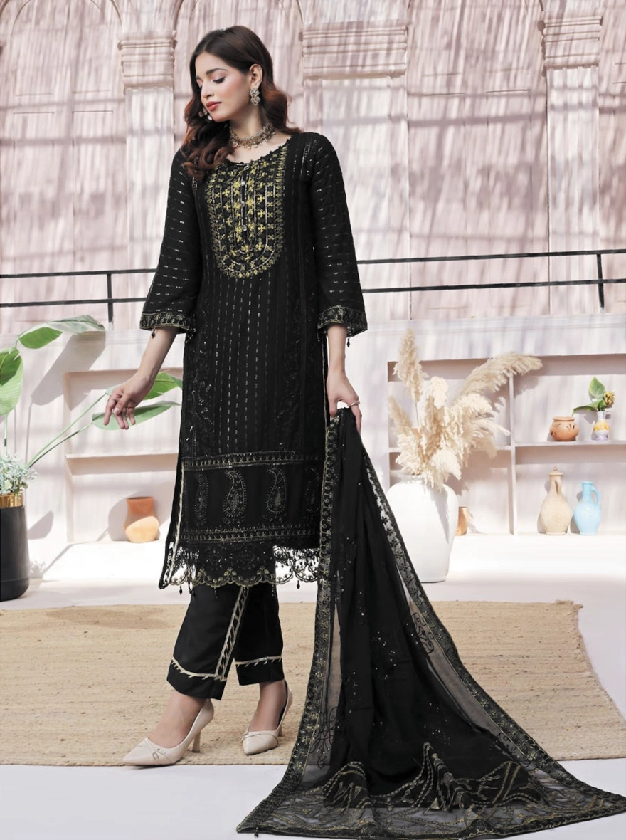 Dastaan by Bin Khalid Luxury Embroidered Chiffon 3-Piece Suit