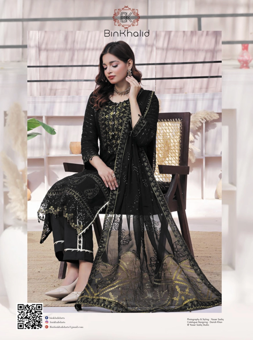 Dastaan by Bin Khalid Luxury Embroidered Chiffon 3-Piece Suit