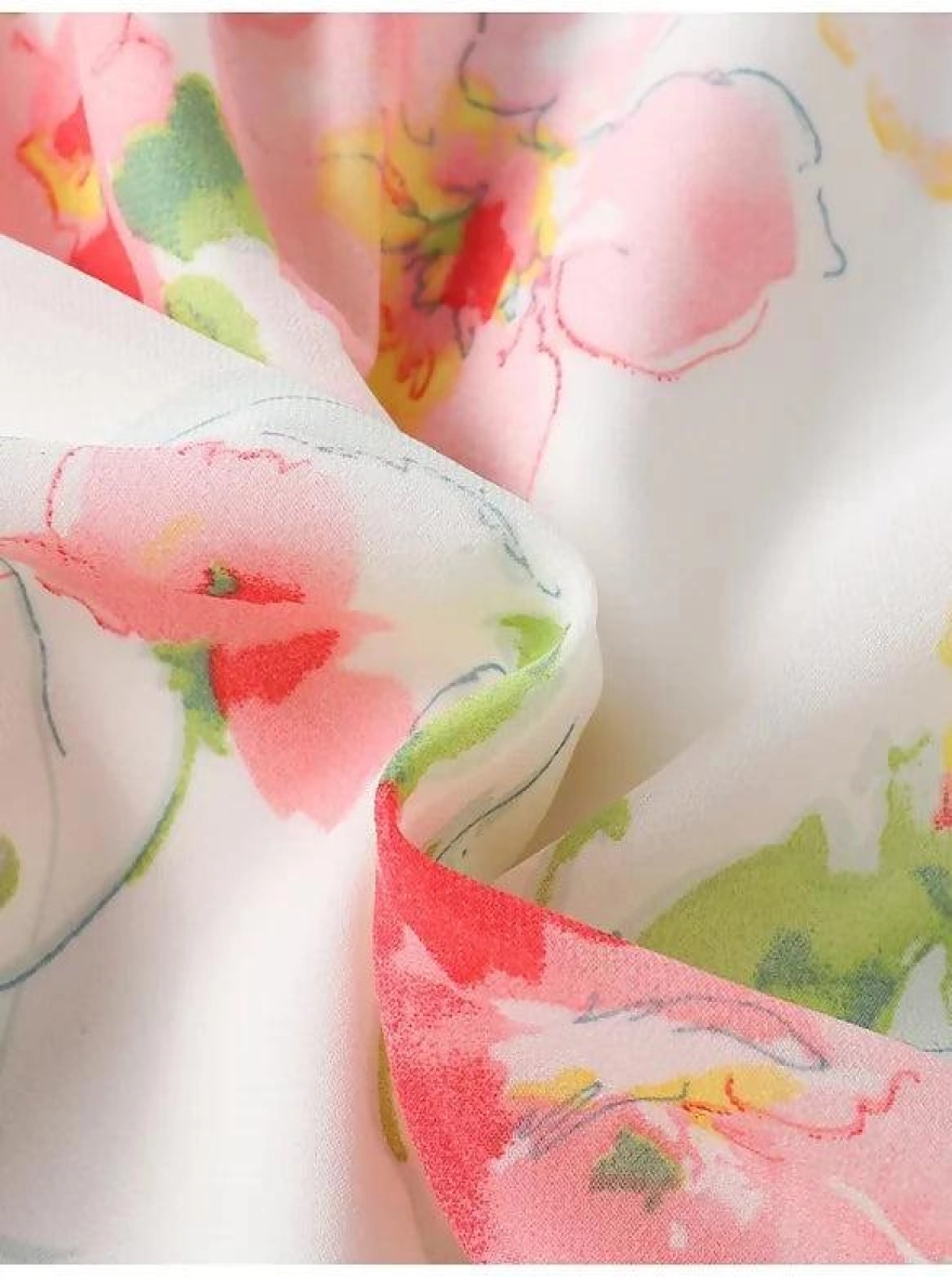 Blossom Breeze Frill-Sleeve Premium Floral Frock