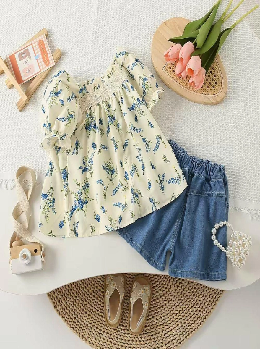 Imported Casual Cotton Beryl Green Tops & Denim Pant Set (China)