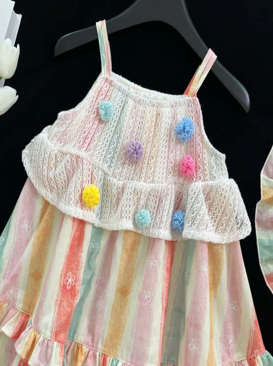 Imported Casual Worsted Fabric Pom-Pom Strap Sweet Dress - China