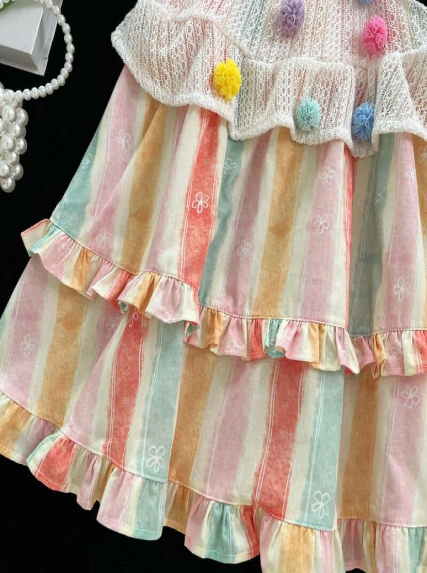 Imported Casual Worsted Fabric Pom-Pom Strap Sweet Dress - China