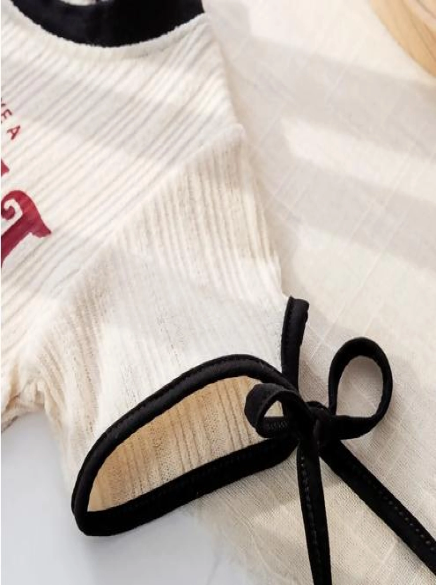 Imported Rabbit Lace Up Bow Kids Short Sleeve T-Shirt (China)