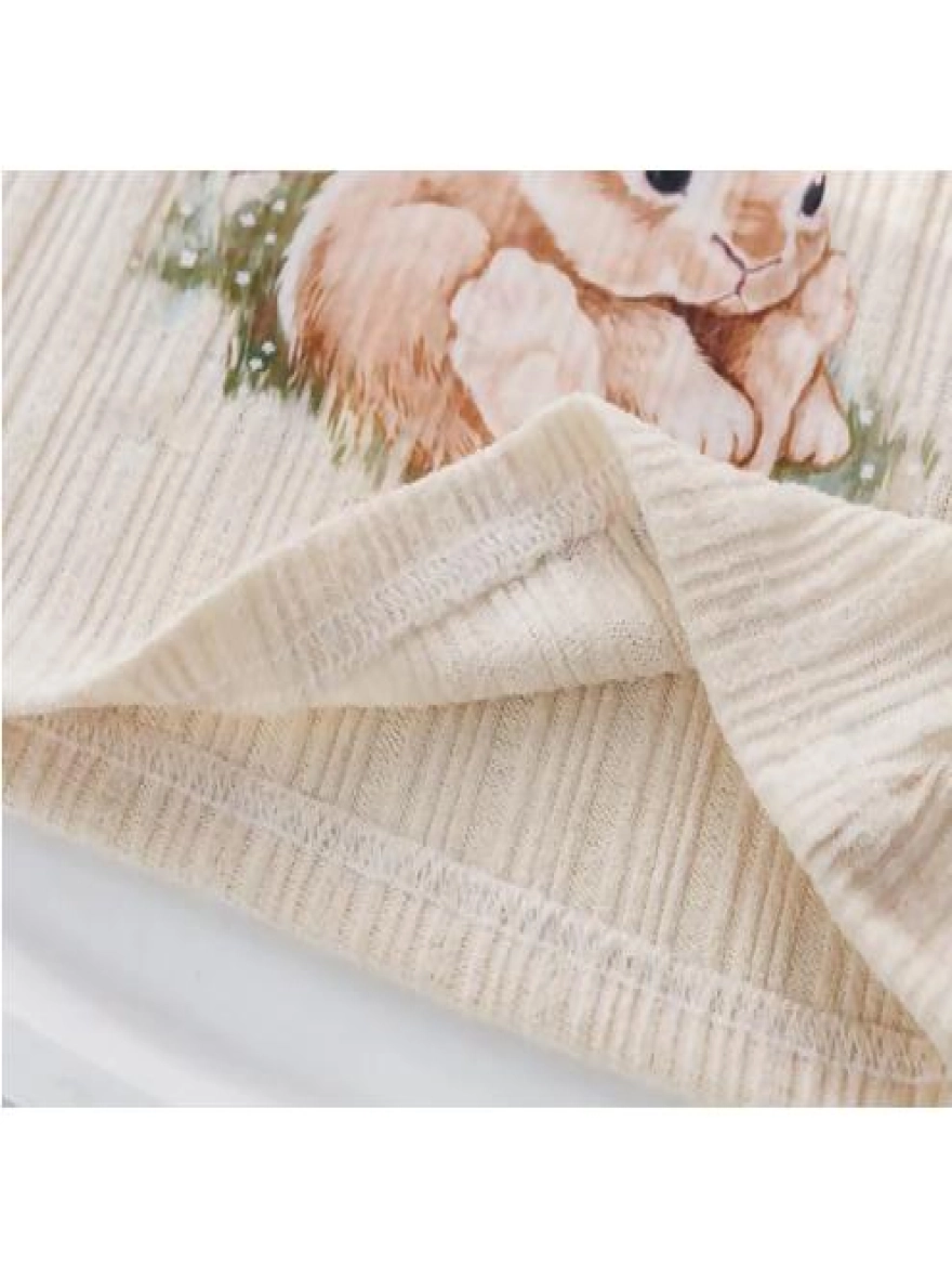 Imported Rabbit Lace Up Bow Kids Short Sleeve T-Shirt (China)