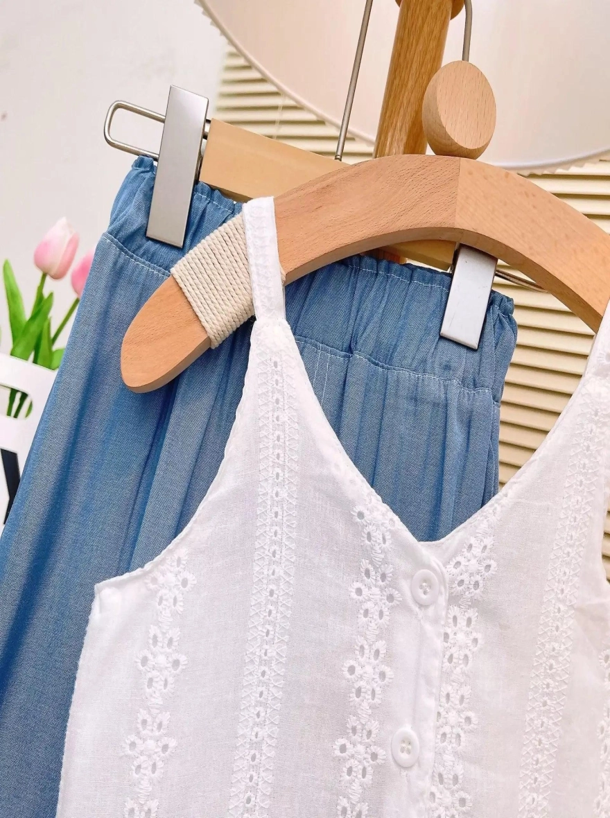 Imported Casual White Tops & Denim Pant Set (China)
