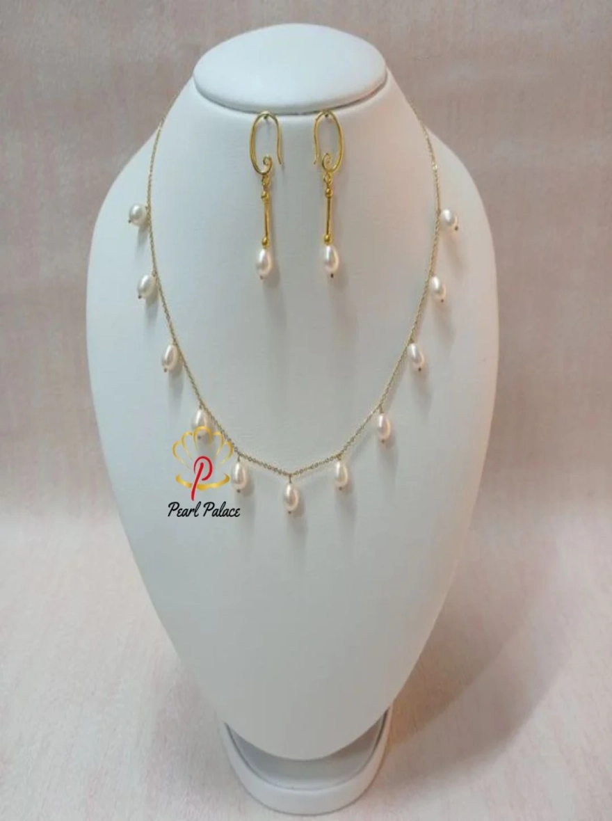 Ivory Glow 18K Gold-Plated Pearl Chain Link Set