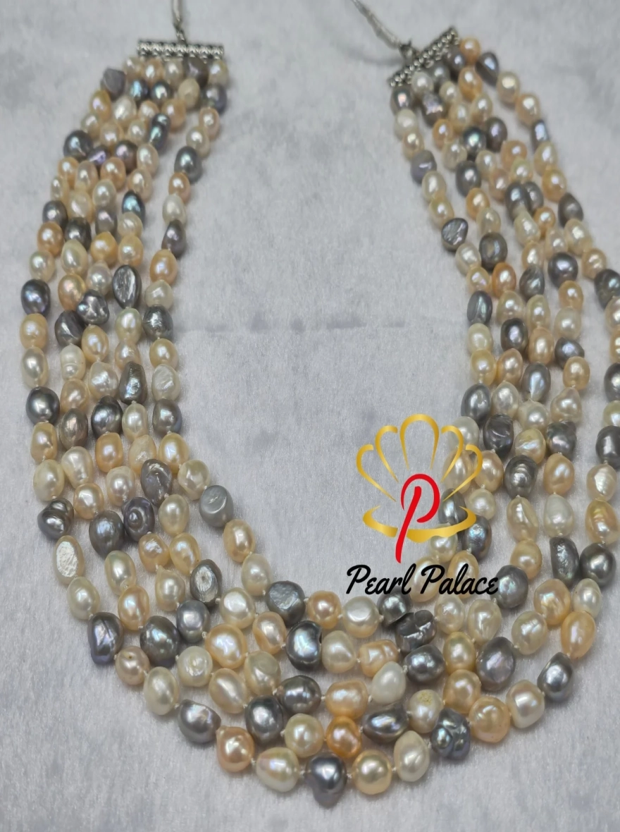 Ethereal Harmony – Multicolor Natural Baroque Freshwater Pearl Necklace