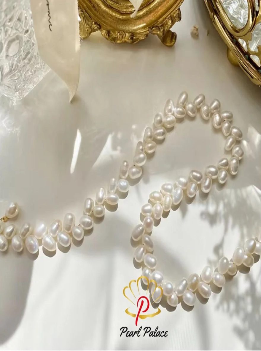 Wheat Ear Pearl Shape 6-7mm Freshwater Pearls 925 Sterling Silver Necklace Fashion Fine Jewelry Gifts For Women