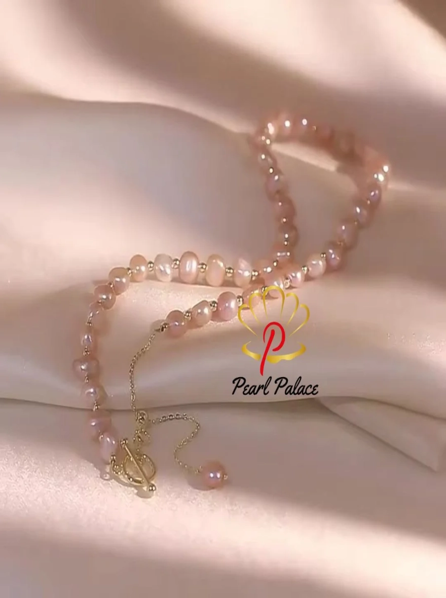Natural Baroque Pink Freshwater Pearl 14K Gold Filled Chain Necklace for Women – Valentine's Day Gifts