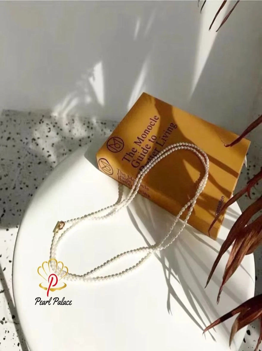 Long Chain Necklace For Women Freshwater Natural Baroque Pearls Necklace 4-6mm Rice Shape Beads Vintage Sweater Chain