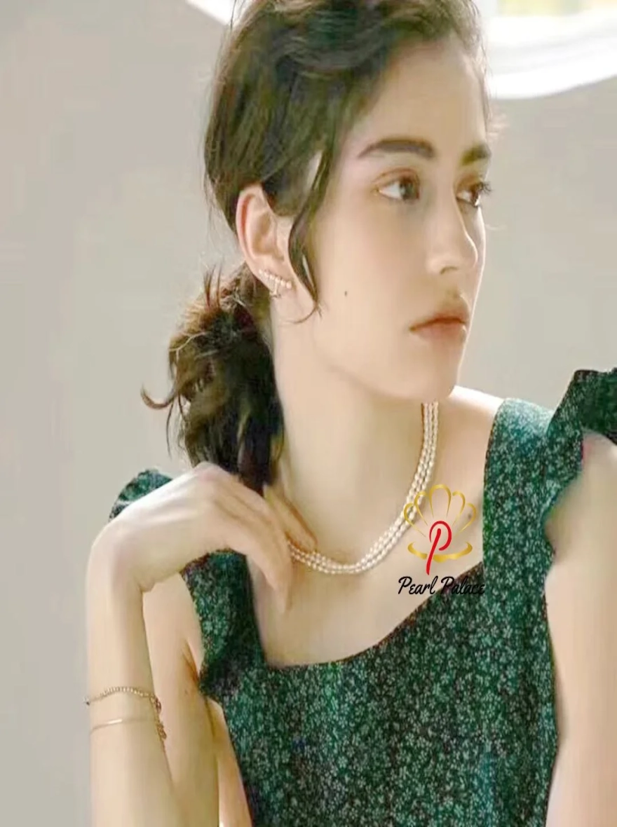 Long Chain Necklace For Women Freshwater Natural Baroque Pearls Necklace 4-6mm Rice Shape Beads Vintage Sweater Chain