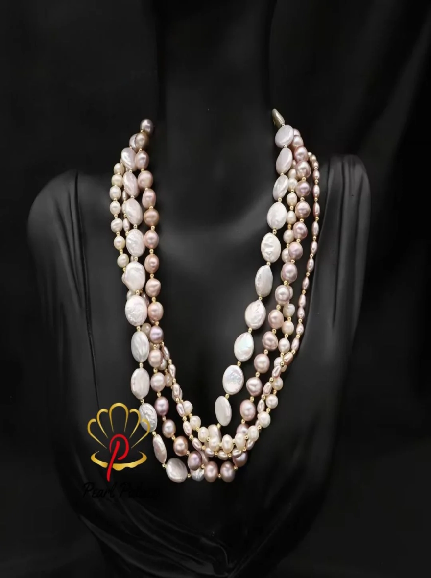 Four Floors 100% Natural Baroque Pearls Dual-Use Necklace Bracelet For Woman Luxury.