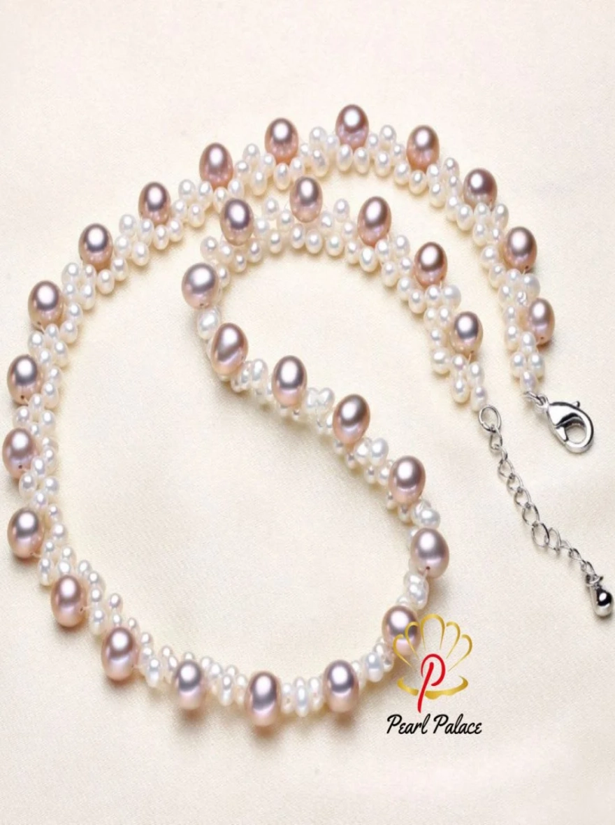 REAL PEARL Fashion Freshwater Pearl Necklace Party Wedding Necklace Handmade Jewelry.
