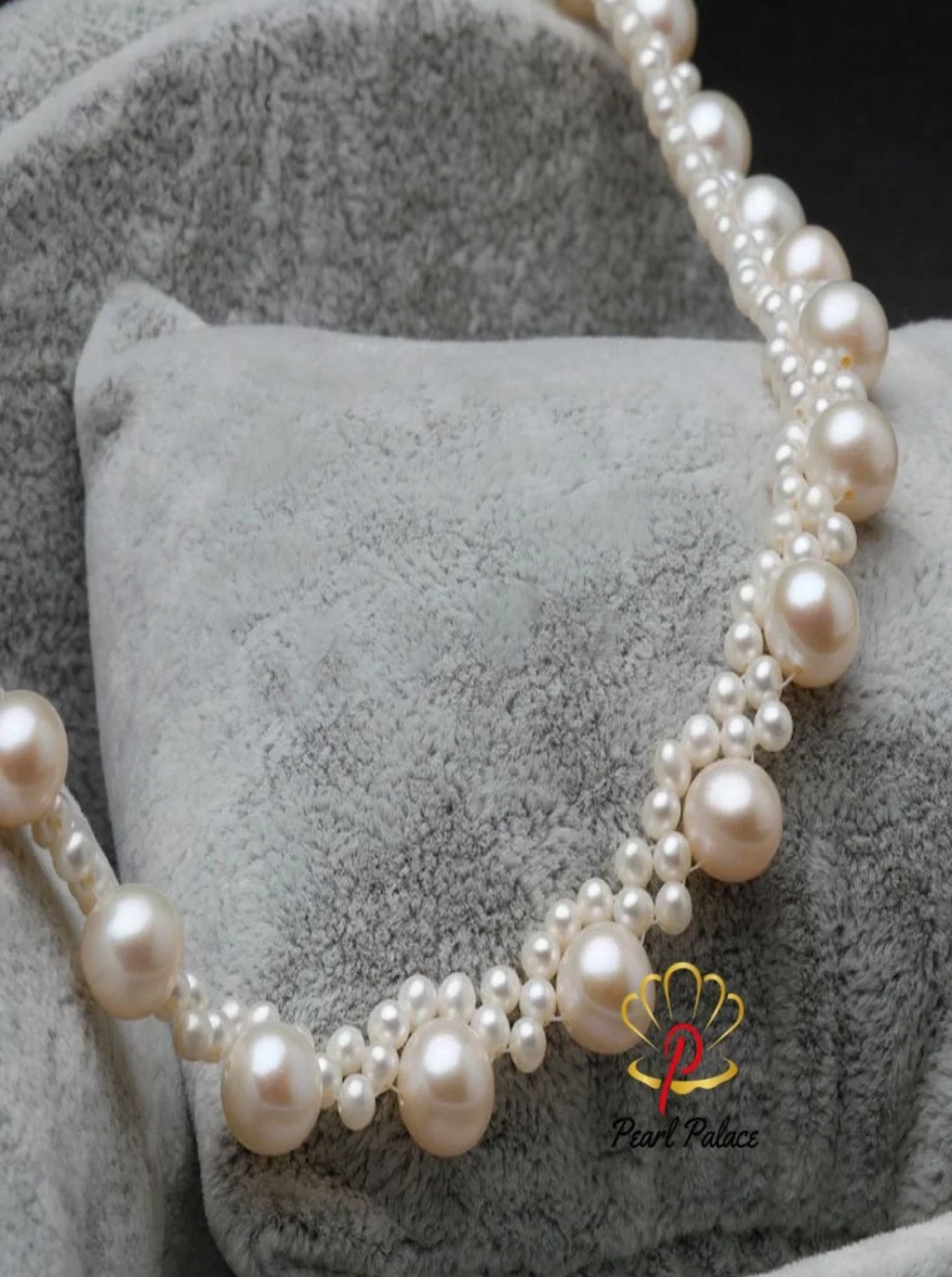 REAL PEARL Fashion Freshwater Pearl Necklace Party Wedding Necklace Handmade Jewelry.