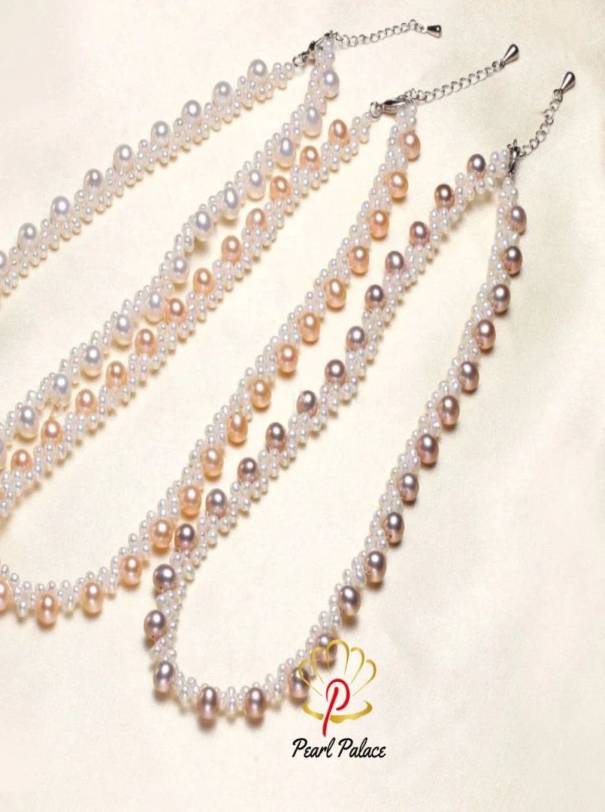 REAL PEARL Fashion Freshwater Pearl Necklace Party Wedding Necklace Handmade Jewelry.