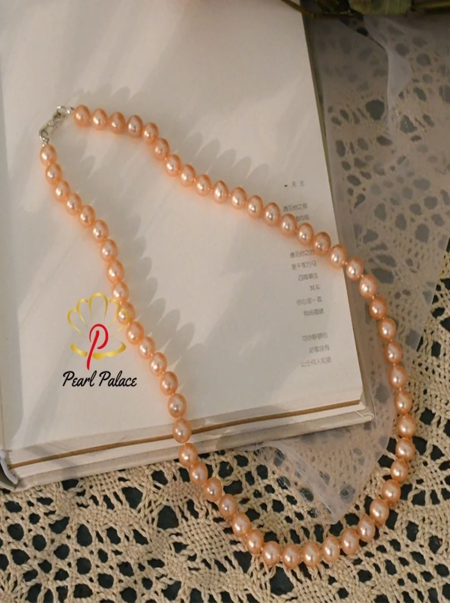 7-8mm Natural Freshwater Pearl Women's Necklace 925 Sterling Silver Wedding Jewelry Gift.
