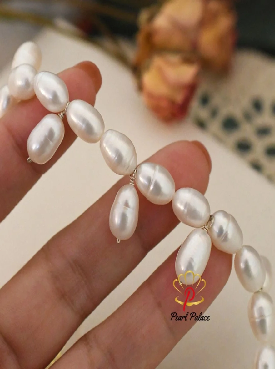 Natural Freshwater Pearl Necklace 925 Sterling Silver Clasp Decorated Growth Pattern Jewelry for Women