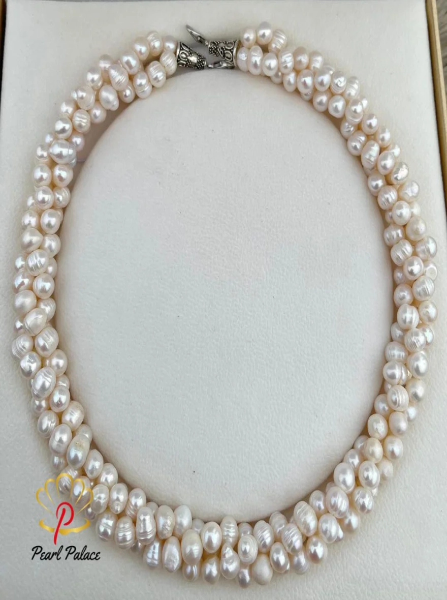 "Ivory Cascade" 3 Layer Freshwater Pearl Necklace.